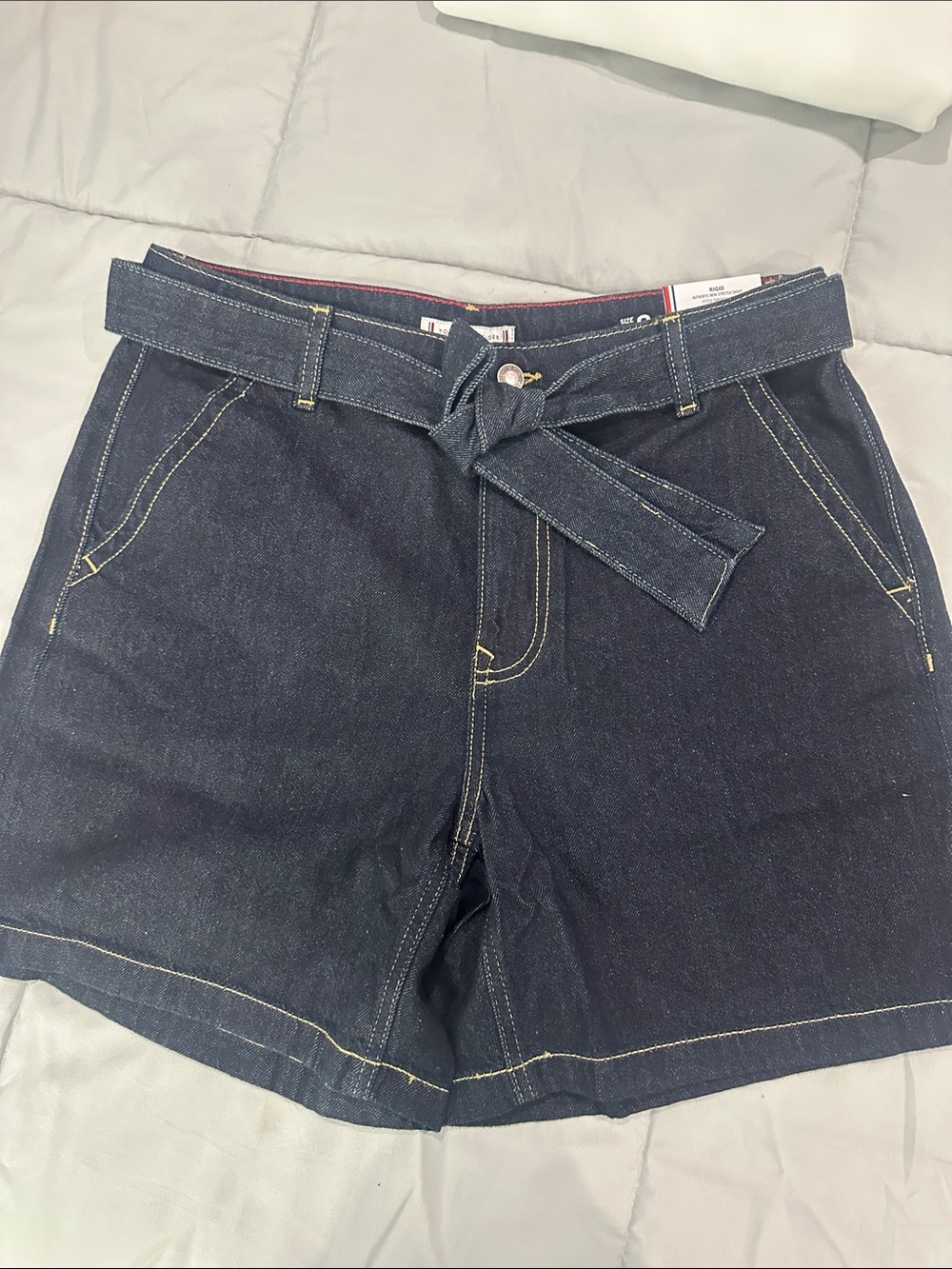 Tommy Hilfiger Dark Indigo Denim Tie-Belt Shorts